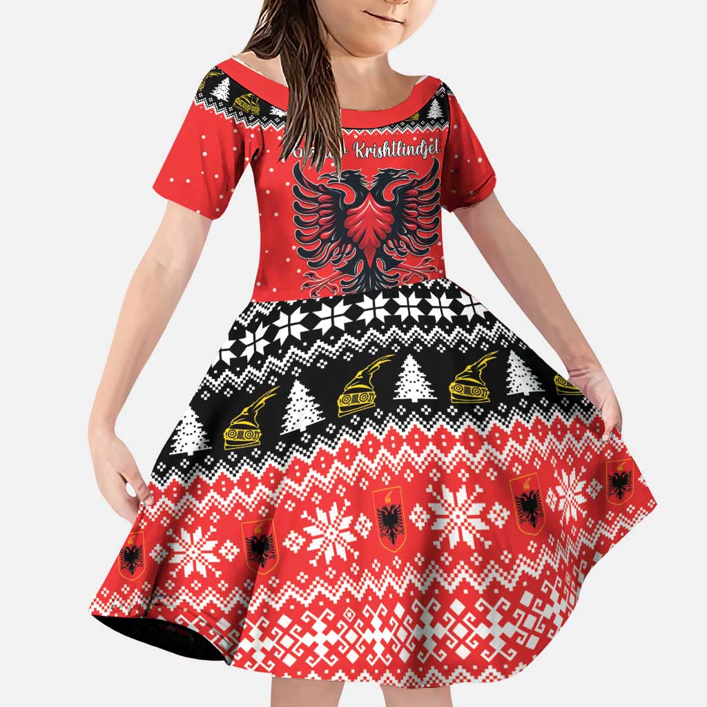 Personalized Albania Christmas Eagle Family Matching Short Sleeve Bodycon Dress and Hawaiian Shirt The Double-headed Eagle - Wonder Print Shop
