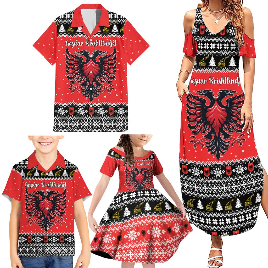Personalized Albania Christmas Eagle Family Matching Summer Maxi Dress and Hawaiian Shirt The Double-headed Eagle - Wonder Print Shop