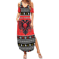 Personalized Albania Christmas Eagle Family Matching Summer Maxi Dress and Hawaiian Shirt The Double-headed Eagle - Wonder Print Shop