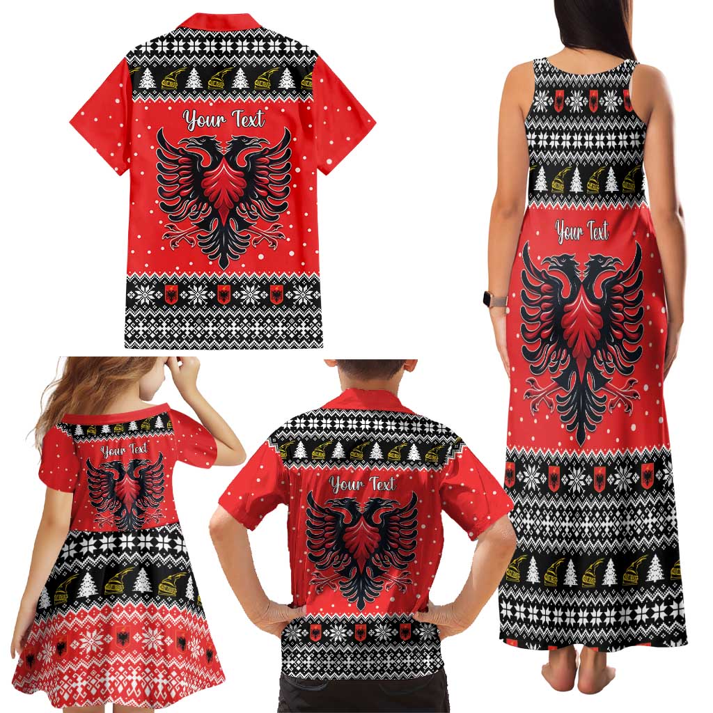 Personalized Albania Christmas Eagle Family Matching Tank Maxi Dress and Hawaiian Shirt The Double-headed Eagle - Wonder Print Shop