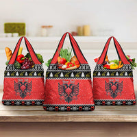 Personalized Albania Christmas Eagle Grocery Bag The Double-headed Eagle - Wonder Print Shop