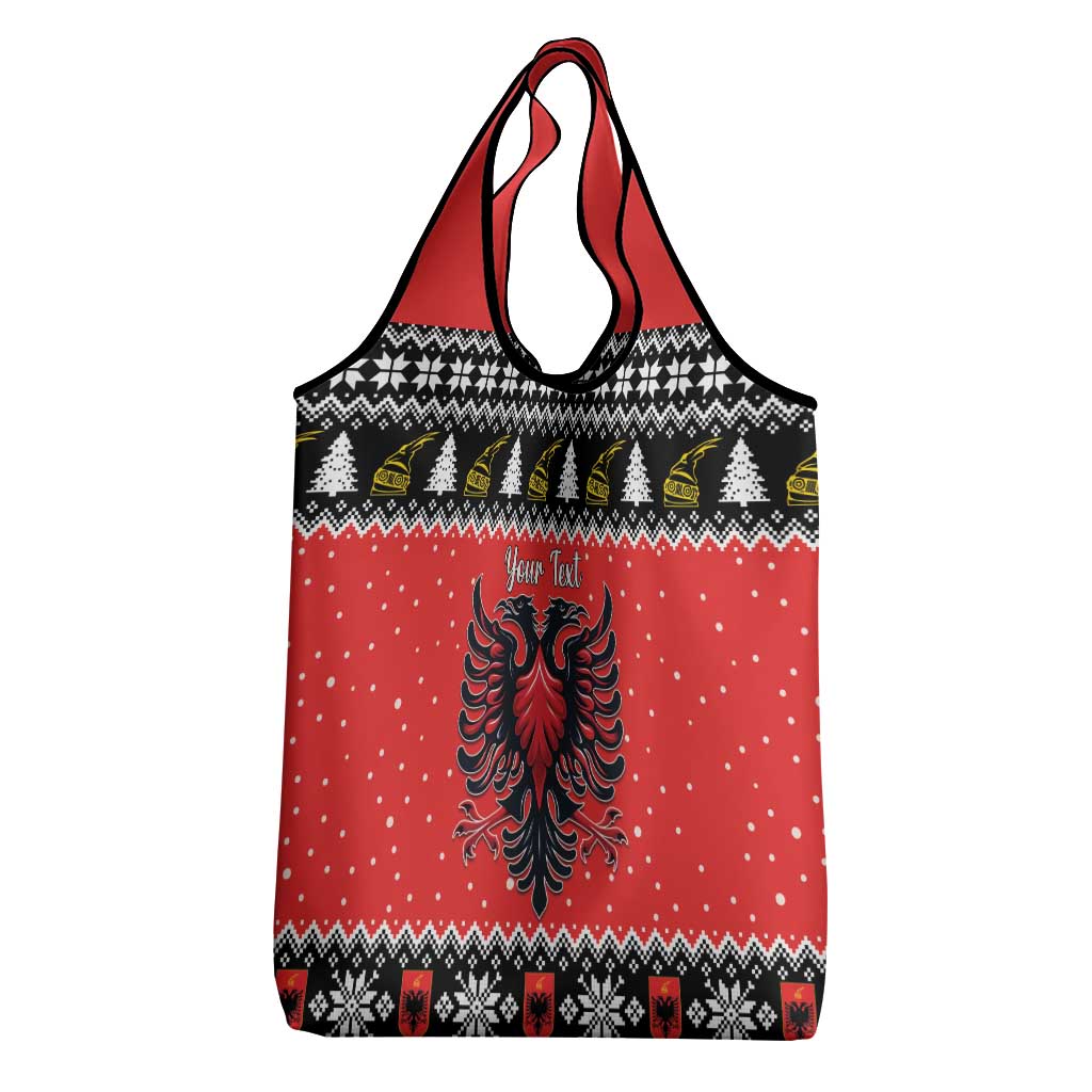 Personalized Albania Christmas Eagle Grocery Bag The Double-headed Eagle - Wonder Print Shop