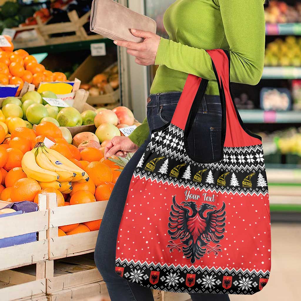 Personalized Albania Christmas Eagle Grocery Bag The Double-headed Eagle - Wonder Print Shop