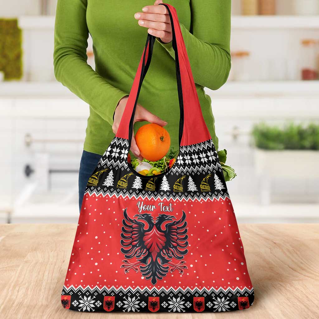 Personalized Albania Christmas Eagle Grocery Bag The Double-headed Eagle - Wonder Print Shop