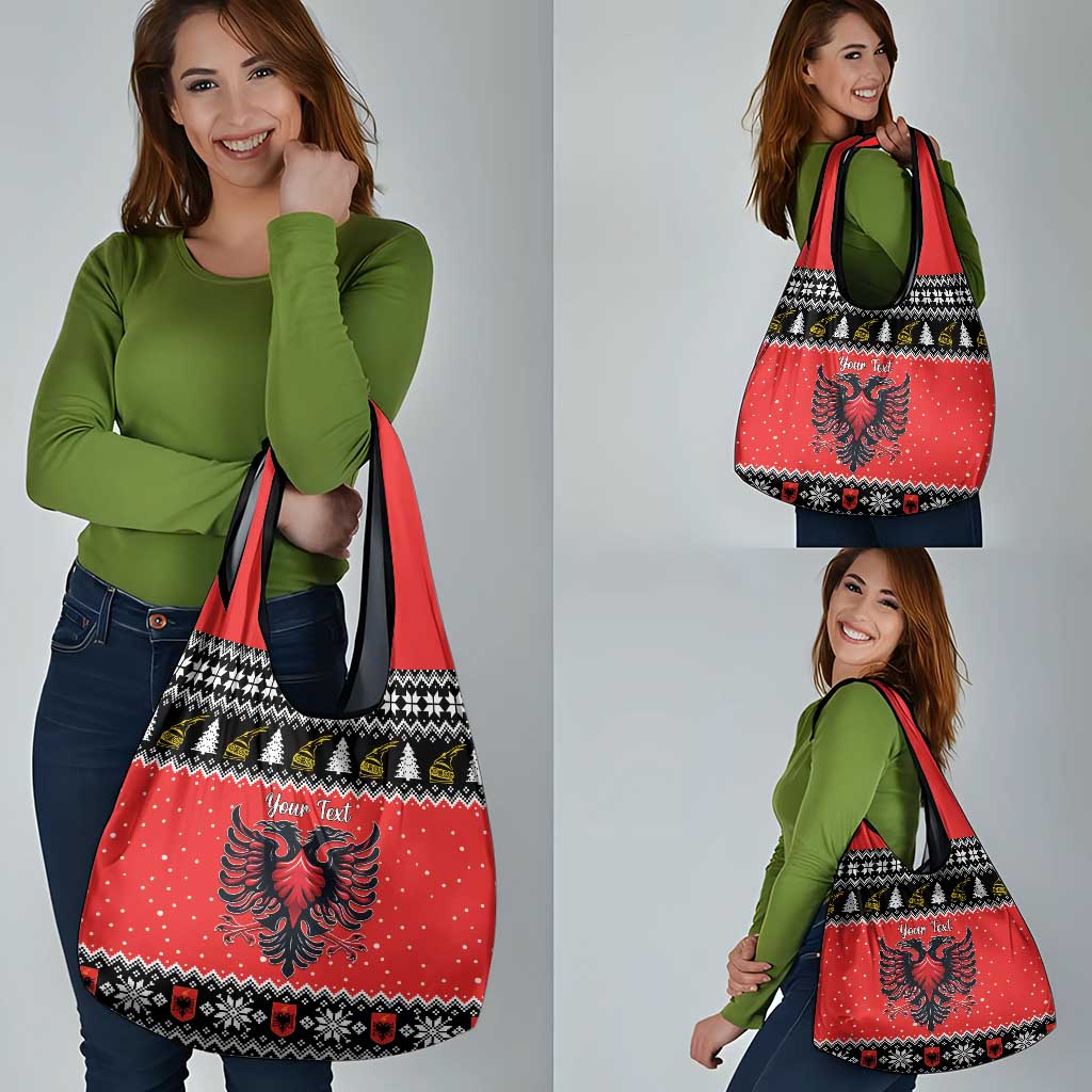 Personalized Albania Christmas Eagle Grocery Bag The Double-headed Eagle - Wonder Print Shop