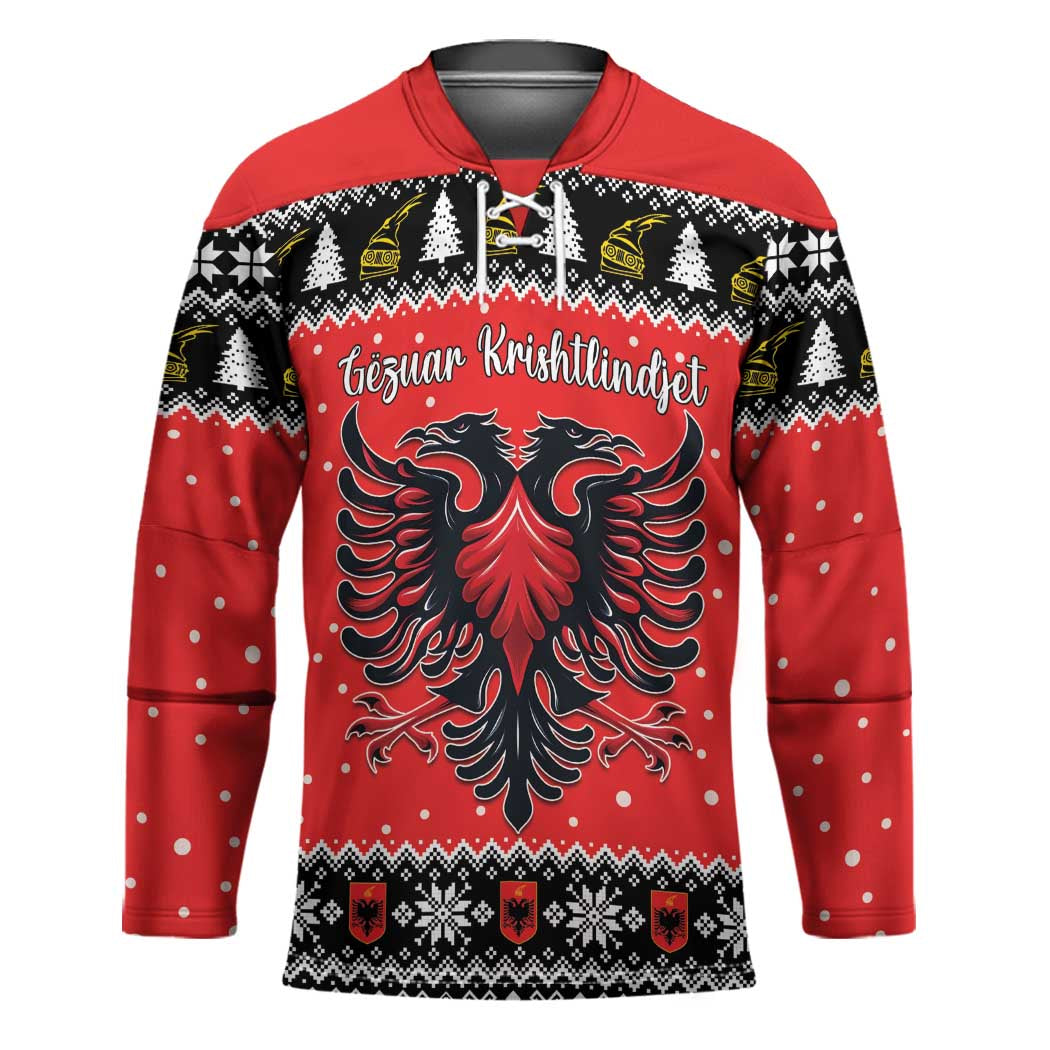 Personalized Albania Christmas Eagle Hockey Jersey The Double-headed Eagle - Wonder Print Shop