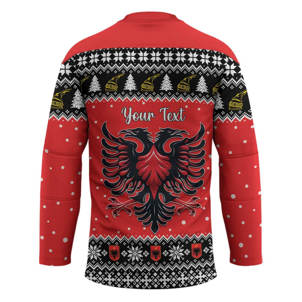 Personalized Albania Christmas Eagle Hockey Jersey The Double-headed Eagle - Wonder Print Shop