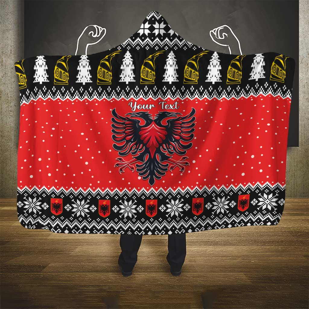 Personalized Albania Christmas Eagle Hooded Blanket The Double-headed Eagle - Wonder Print Shop