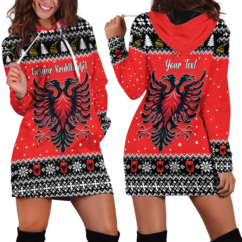 Personalized Albania Christmas Eagle Hoodie Dress The Double-headed Eagle - Wonder Print Shop