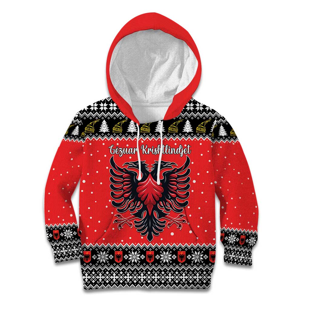Personalized Albania Christmas Eagle Kid Hoodie The Double-headed Eagle - Wonder Print Shop