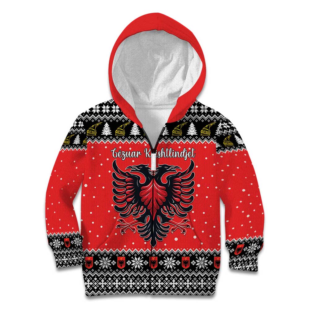 Personalized Albania Christmas Eagle Kid Hoodie The Double-headed Eagle - Wonder Print Shop