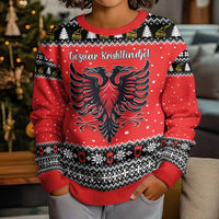 Personalized Albania Christmas Eagle Kid Ugly Christmas Sweater The Double-headed Eagle - Wonder Print Shop