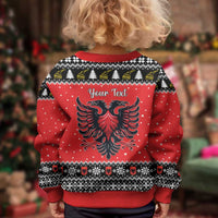 Personalized Albania Christmas Eagle Kid Ugly Christmas Sweater The Double-headed Eagle - Wonder Print Shop