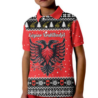 Personalized Albania Christmas Eagle Kid Polo Shirt The Double-headed Eagle - Wonder Print Shop