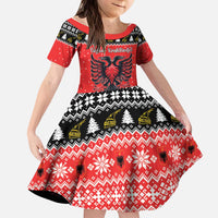 Personalized Albania Christmas Eagle Kid Short Sleeve Dress The Double-headed Eagle - Wonder Print Shop