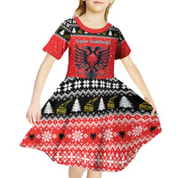 Personalized Albania Christmas Eagle Kid Short Sleeve Dress The Double-headed Eagle - Wonder Print Shop