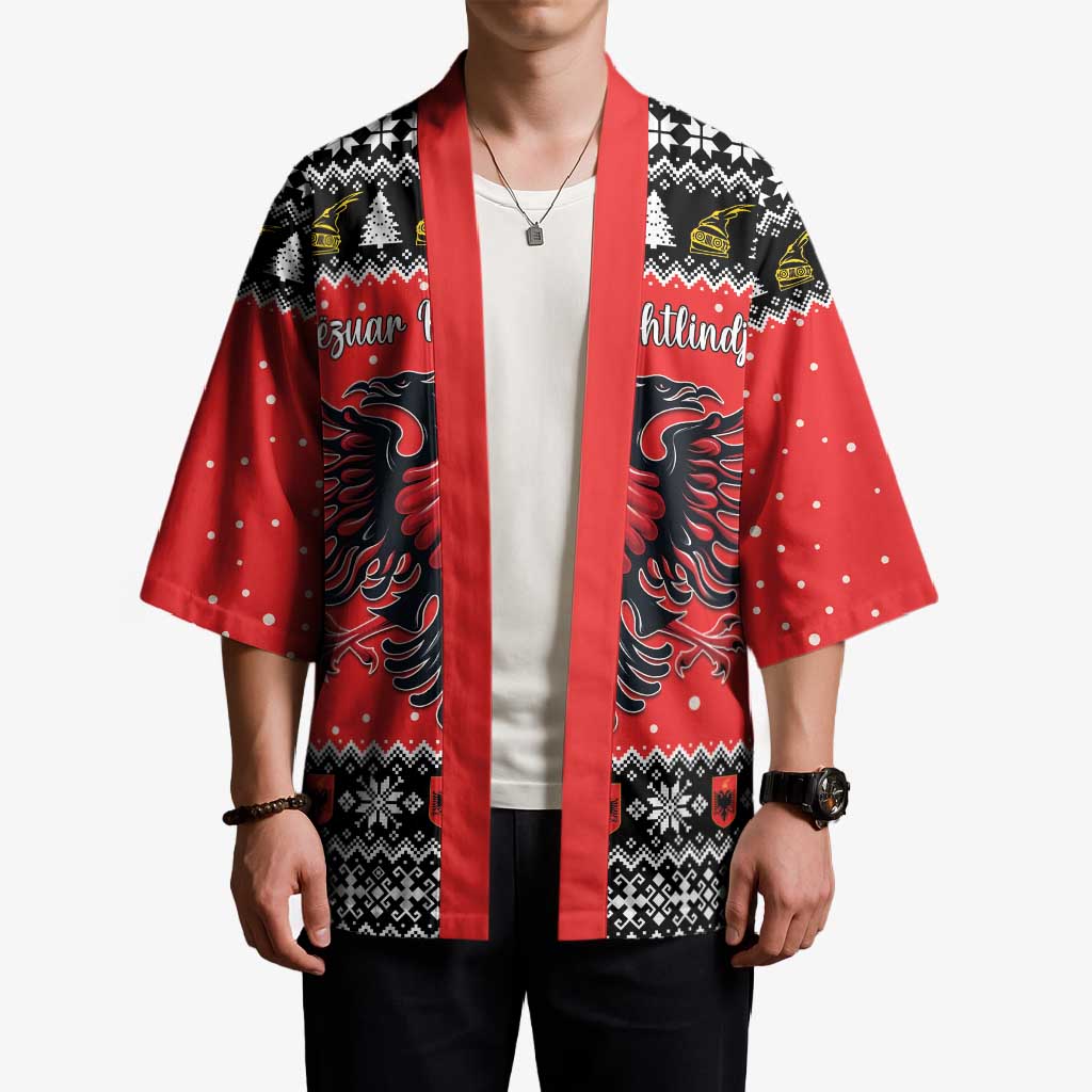 Personalized Albania Christmas Eagle Kimono The Double-headed Eagle - Wonder Print Shop