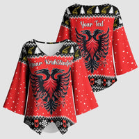 Personalized Albania Christmas Eagle Kimono Sleeve Blouse The Double-headed Eagle - Wonder Print Shop