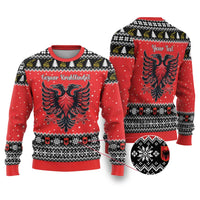 Personalized Albania Christmas Eagle Ugly Christmas Sweater The Double-headed Eagle - Wonder Print Shop