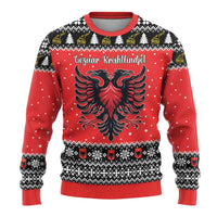 Personalized Albania Christmas Eagle Ugly Christmas Sweater The Double-headed Eagle - Wonder Print Shop