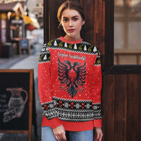 Personalized Albania Christmas Eagle Ugly Christmas Sweater The Double-headed Eagle - Wonder Print Shop