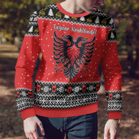 Personalized Albania Christmas Eagle Ugly Christmas Sweater The Double-headed Eagle - Wonder Print Shop