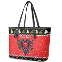 Personalized Albania Christmas Eagle Leather Tote Bag The Double-headed Eagle - Wonder Print Shop