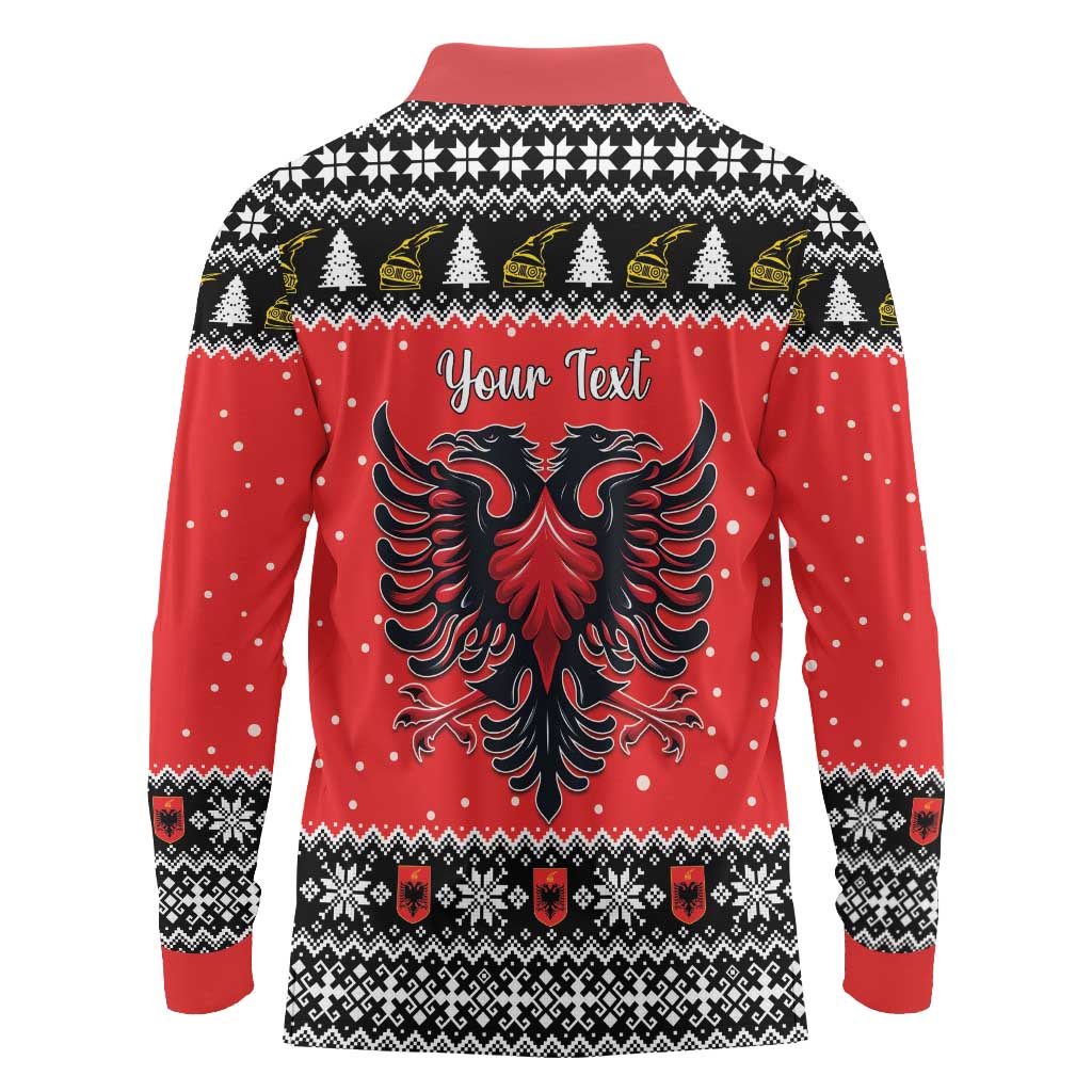 Personalized Albania Christmas Eagle Long Sleeve Polo Shirt The Double-headed Eagle - Wonder Print Shop
