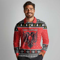 Personalized Albania Christmas Eagle Long Sleeve Polo Shirt The Double-headed Eagle - Wonder Print Shop