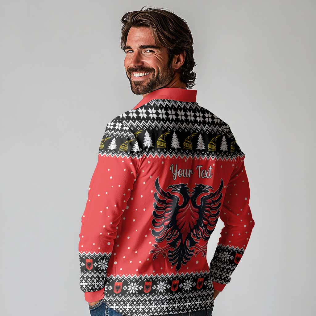 Personalized Albania Christmas Eagle Long Sleeve Polo Shirt The Double-headed Eagle - Wonder Print Shop