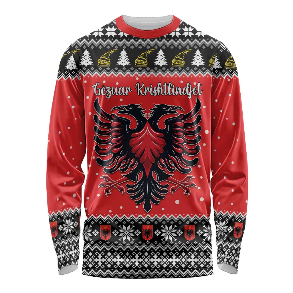 Personalized Albania Christmas Eagle Long Sleeve Shirt The Double-headed Eagle - Wonder Print Shop
