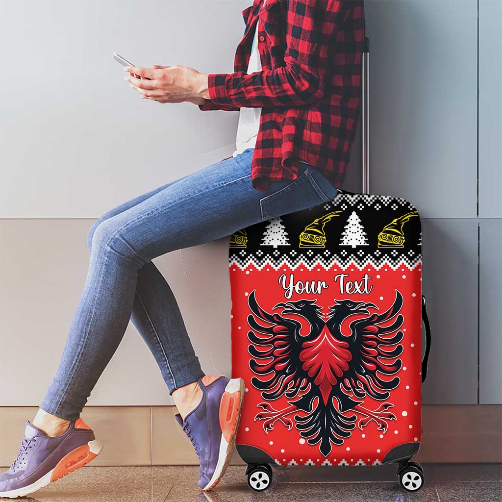 Personalized Albania Christmas Eagle Luggage Cover The Double-headed Eagle - Wonder Print Shop