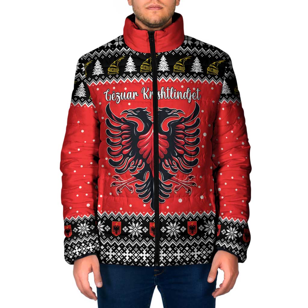 Personalized Albania Christmas Eagle Padded Jacket The Double-headed Eagle - Wonder Print Shop