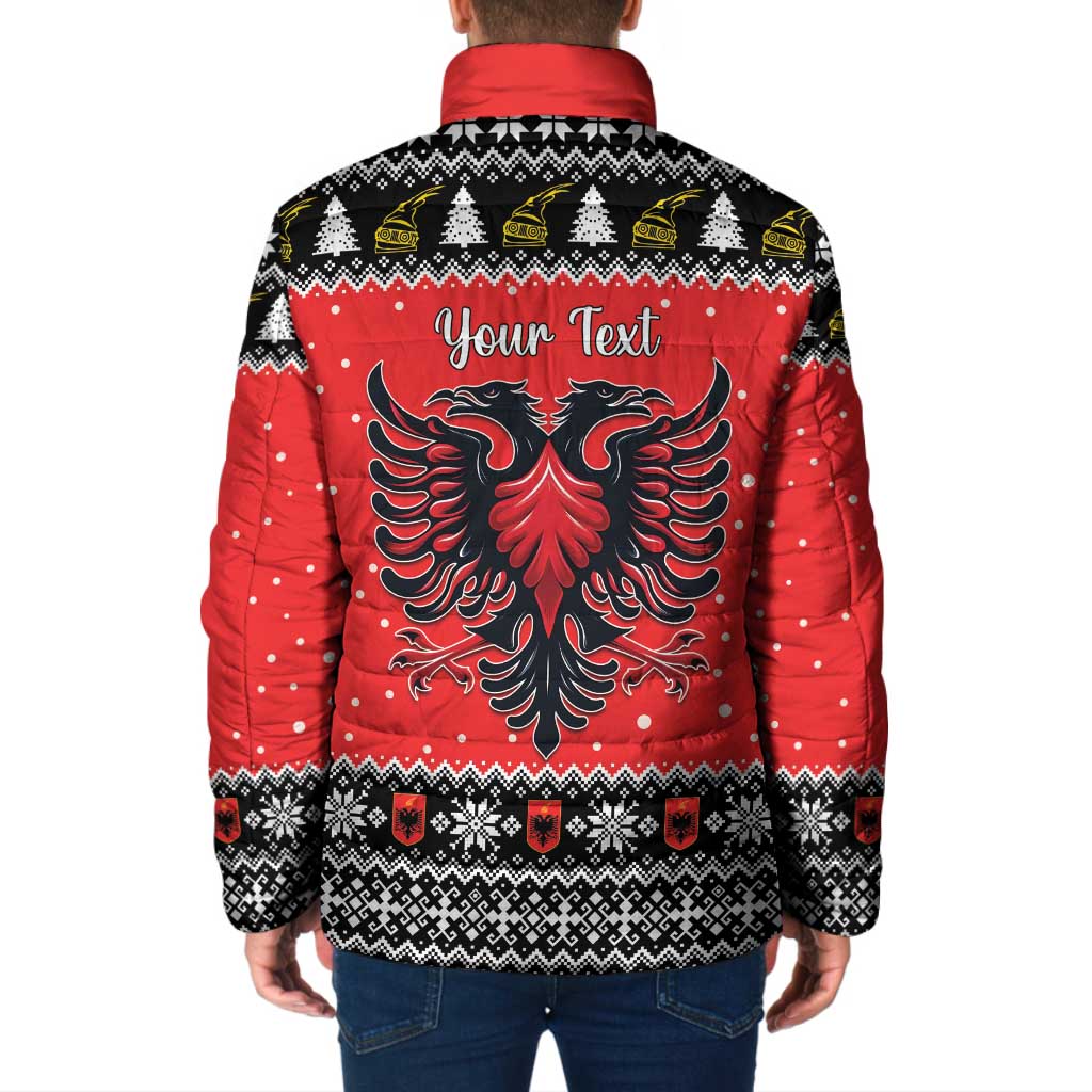 Personalized Albania Christmas Eagle Padded Jacket The Double-headed Eagle - Wonder Print Shop
