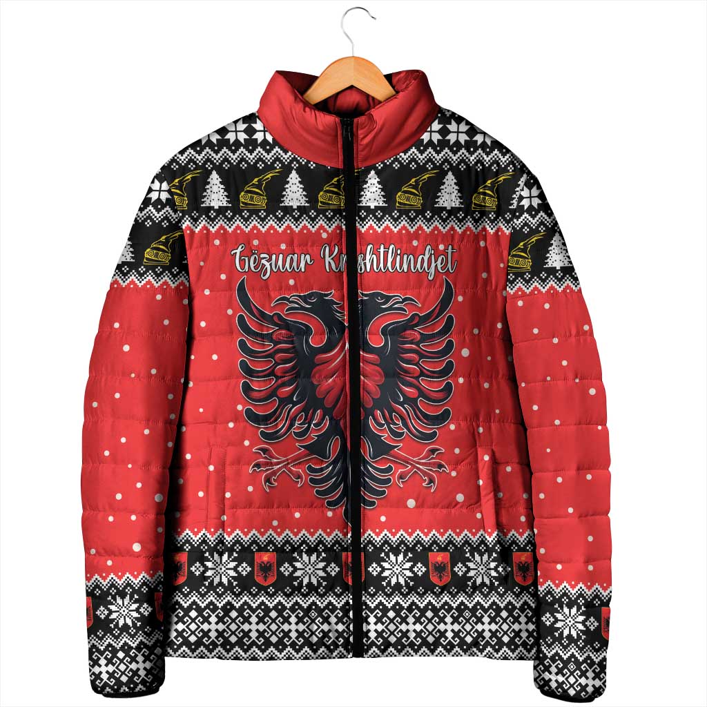 Personalized Albania Christmas Eagle Padded Jacket The Double-headed Eagle - Wonder Print Shop