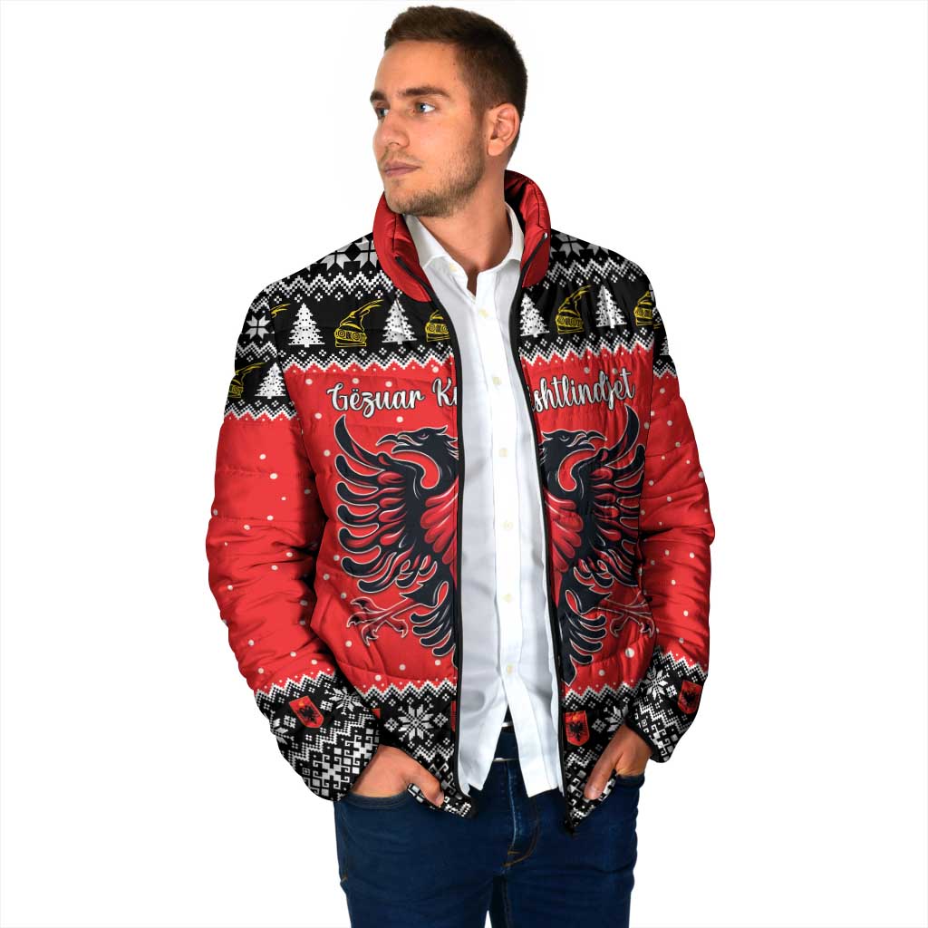 Personalized Albania Christmas Eagle Padded Jacket The Double-headed Eagle - Wonder Print Shop