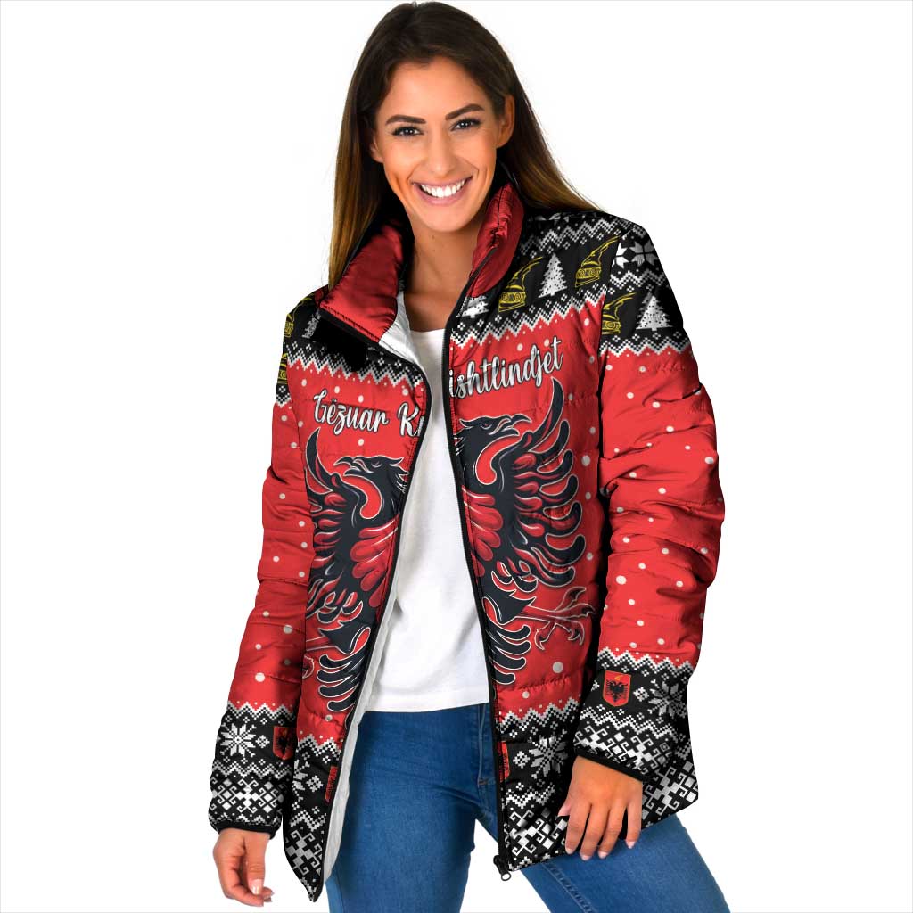 Personalized Albania Christmas Eagle Padded Jacket The Double-headed Eagle - Wonder Print Shop