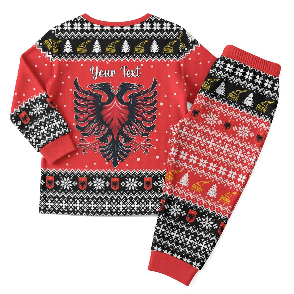 Personalized Albania Christmas Eagle Christmas Pajama Set The Double-headed Eagle - Wonder Print Shop