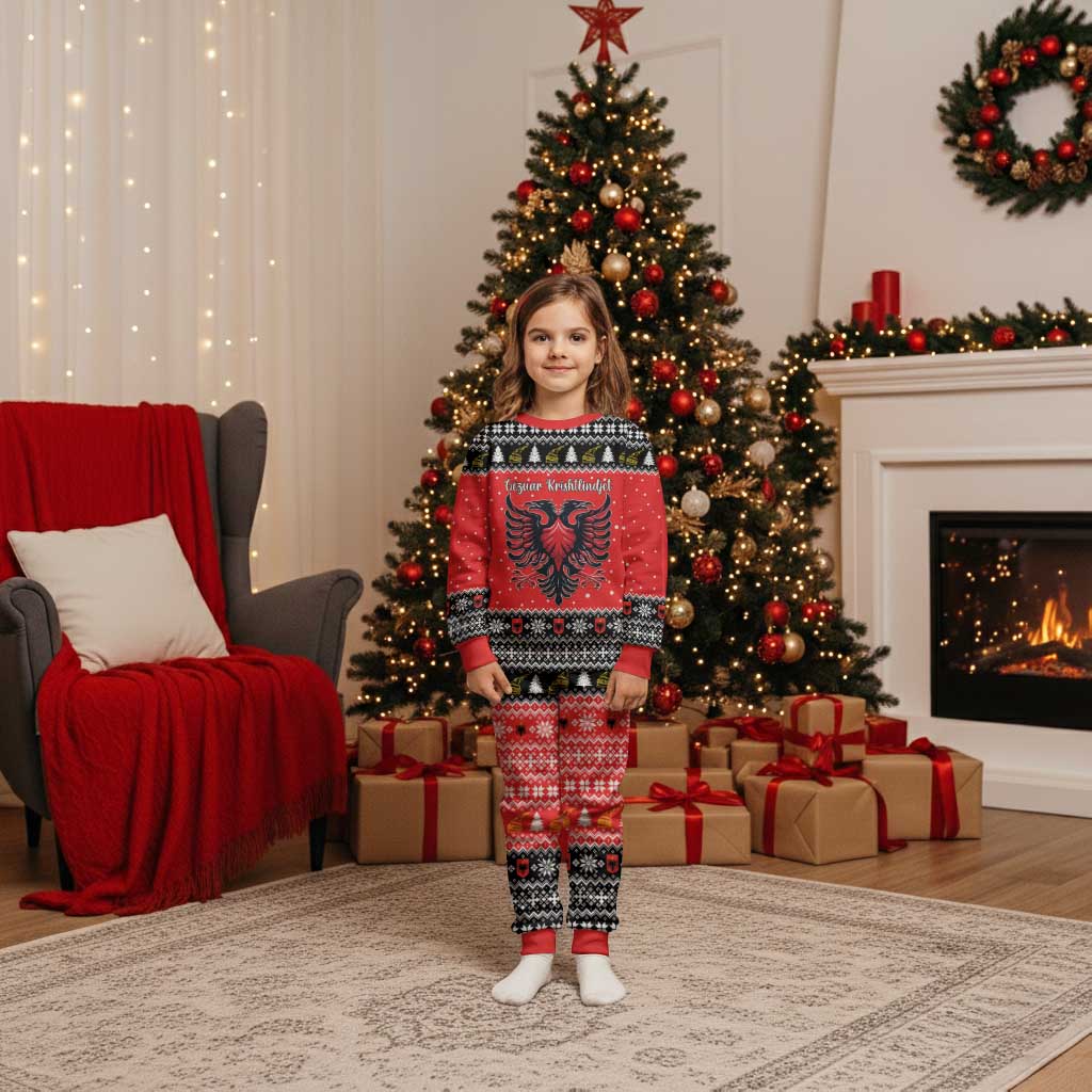 Personalized Albania Christmas Eagle Christmas Pajama Set The Double-headed Eagle - Wonder Print Shop