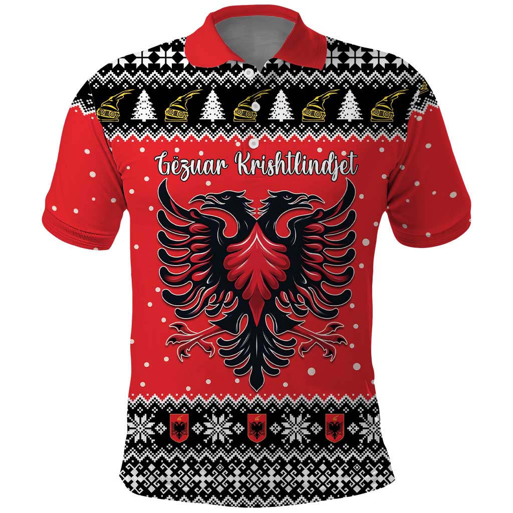 Personalized Albania Christmas Eagle Polo Shirt The Double-headed Eagle - Wonder Print Shop