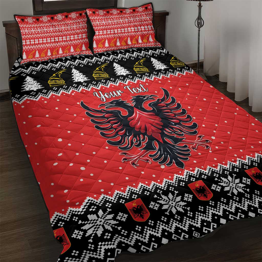 Personalized Albania Christmas Eagle Quilt Bed Set The Double-headed Eagle - Wonder Print Shop