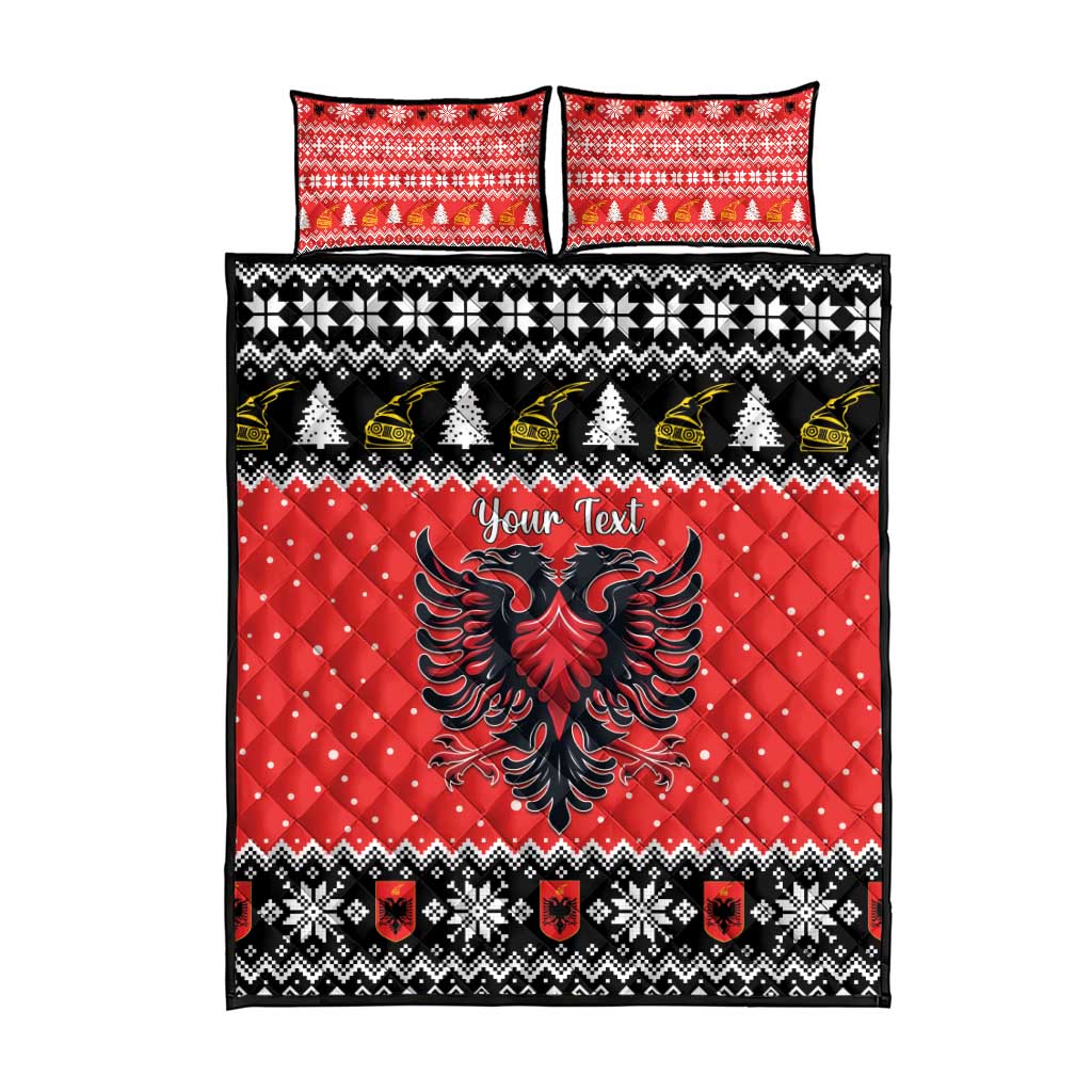 Personalized Albania Christmas Eagle Quilt Bed Set The Double-headed Eagle - Wonder Print Shop
