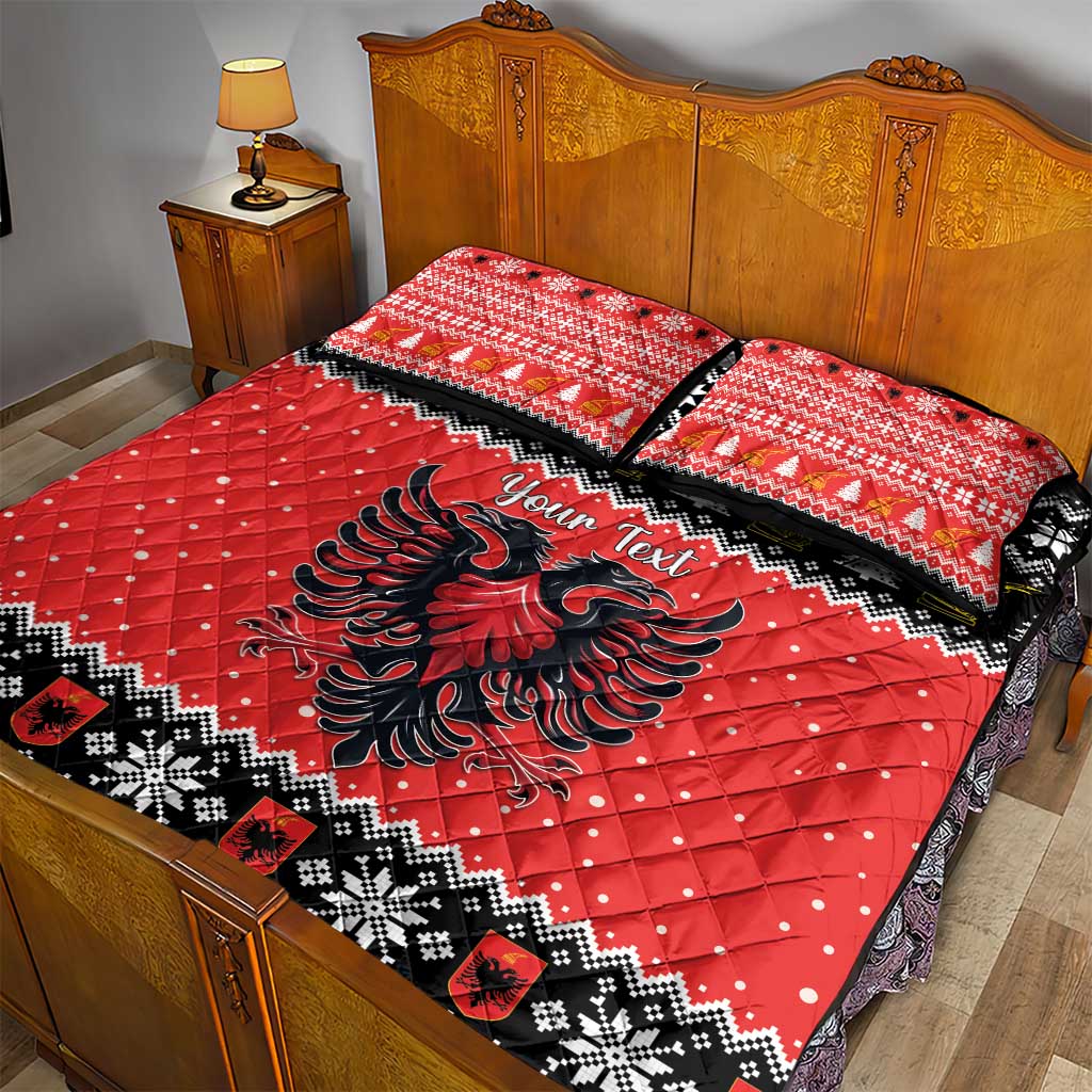Personalized Albania Christmas Eagle Quilt Bed Set The Double-headed Eagle - Wonder Print Shop
