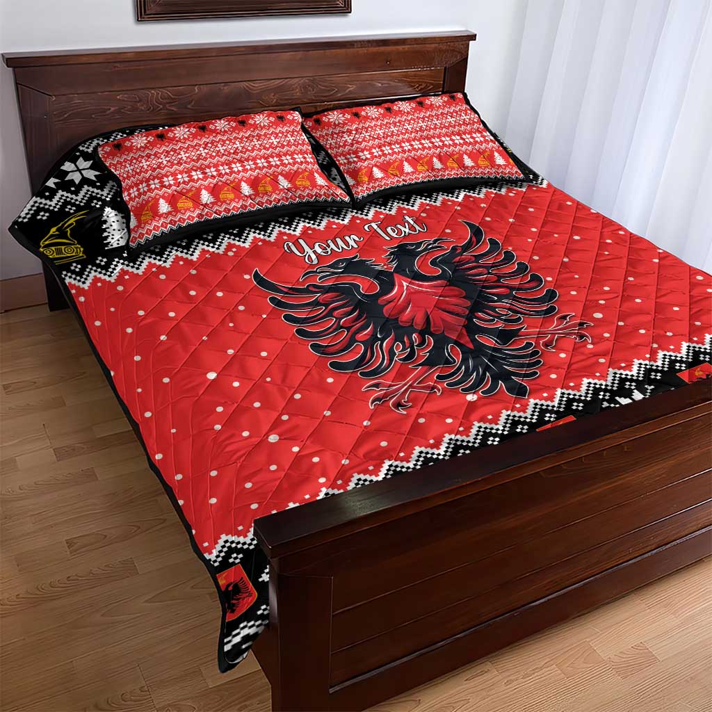 Personalized Albania Christmas Eagle Quilt Bed Set The Double-headed Eagle - Wonder Print Shop