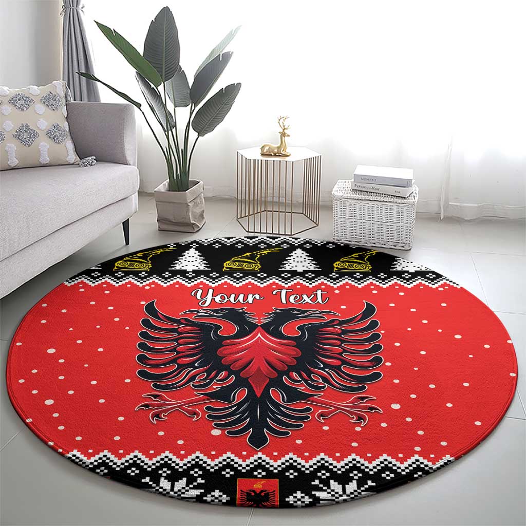 Personalized Albania Christmas Eagle Round Carpet The Double-headed Eagle - Wonder Print Shop