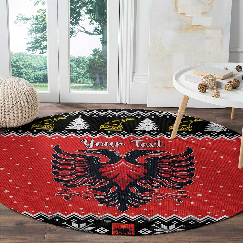 Personalized Albania Christmas Eagle Round Carpet The Double-headed Eagle - Wonder Print Shop