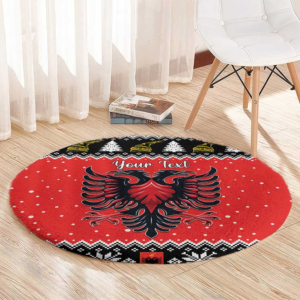 Personalized Albania Christmas Eagle Round Carpet The Double-headed Eagle - Wonder Print Shop