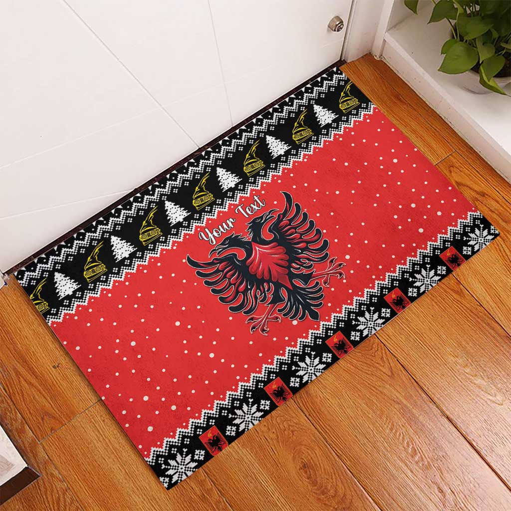 Personalized Albania Christmas Eagle Rubber Doormat The Double-headed Eagle - Wonder Print Shop