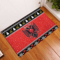 Personalized Albania Christmas Eagle Rubber Doormat The Double-headed Eagle - Wonder Print Shop
