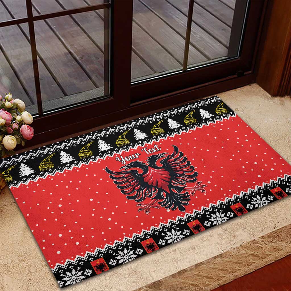 Personalized Albania Christmas Eagle Rubber Doormat The Double-headed Eagle - Wonder Print Shop